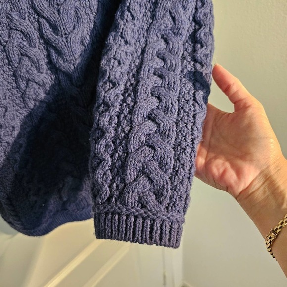 Aran Crafts Wool Blue Zip Up Sweater Sz XS - Picture 7 of 9